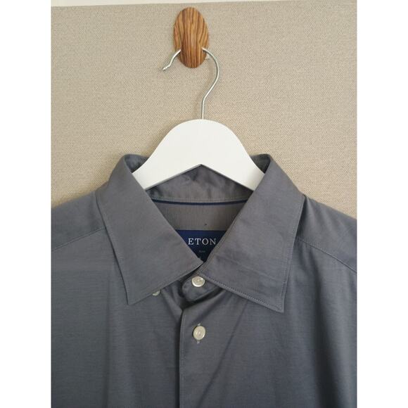 Eton Shirt Men Large Gray Modern Casual Career Office Classic Button Down - Picture 6 of 12